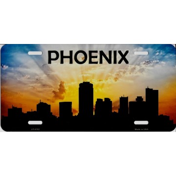 Phoenix Skyline Silhouette Metal License Plate