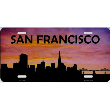 San Francisco Skyline Silhouette Metal License Plate