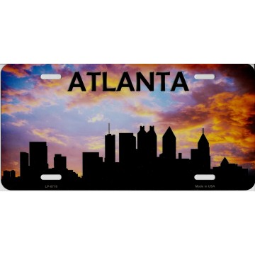 Atlanta Skyline Silhouette Metal License Plate