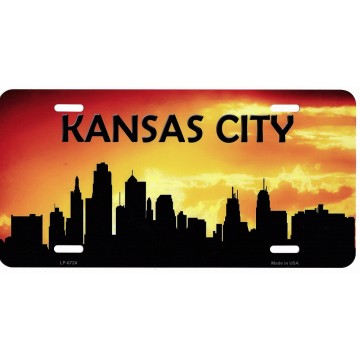Kansas City Skyline Silhouette Metal License Plate