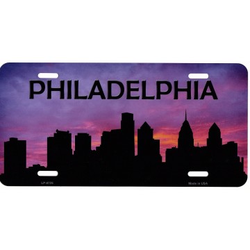 Philadelphia Skyline Silhouette Metal License Plate