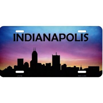 Indianapolis Skyline Silhouette Metal License Plate