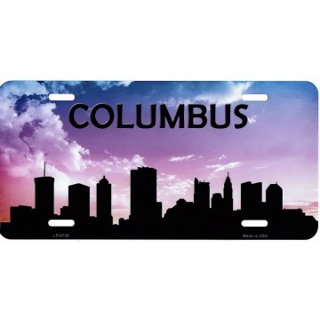 Columbus Skyline Silhouette Metal License Plate