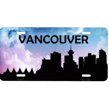 Vancouver Skyline Silhouette Metal License Plate