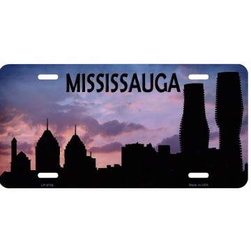 Mississauga Skyline Silhouette Metal License Plate