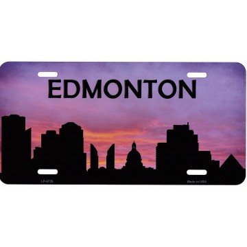 Edmonton Skyline Silhouette Metal License Plate