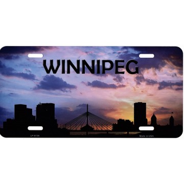 Winnipeg Skyline Silhouette Metal License Plate