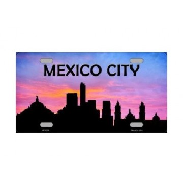 Mexico City Skyline Silhouette License Plate