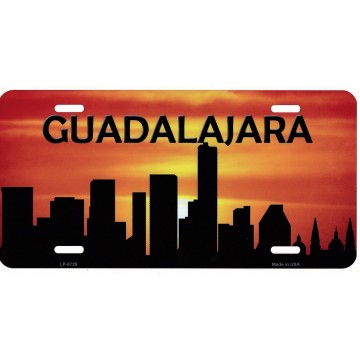 Guadalajara Skyline Silhouette Metal License Plate