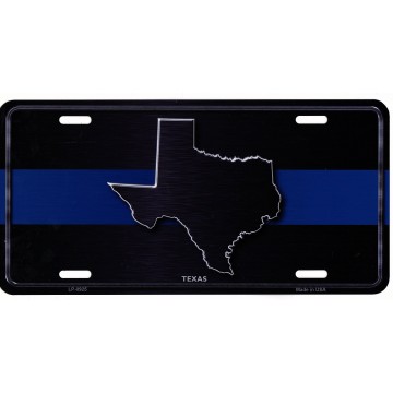 Texas Thin Blue Line Metal License Plate