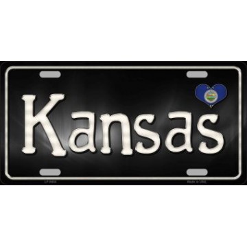 Kansas Flag Script Metal License Plate