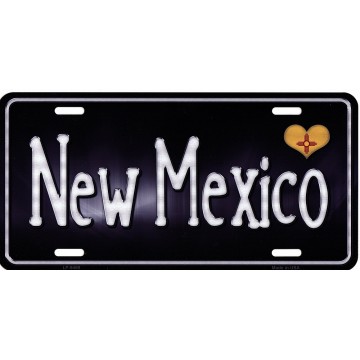 New Mexico Flag Script Metal License Plate