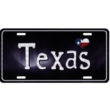 Texas Flag Script Metal License Plate