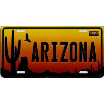 Arizona Sunset Silhouette Metal License Plate