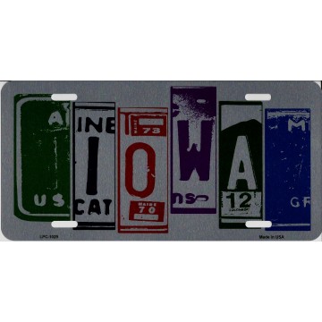 Iowa Cut Style Metal License Plate