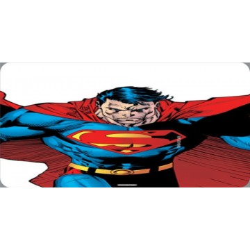 Superman On White Photo License Plate