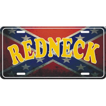 Redneck On Rebel Flag Photo License Plate