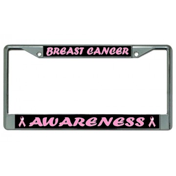 Breast Cancer Awareness Chrome License Plate Frame