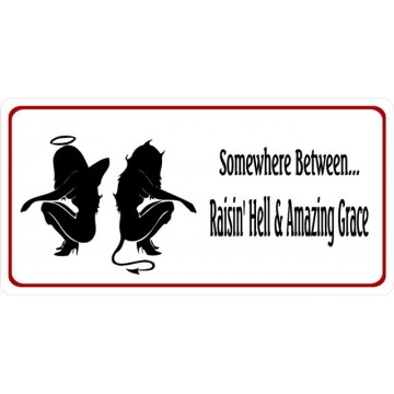 Somewhere Between Raisin' Hell and Amazing Grace Photo License Plate