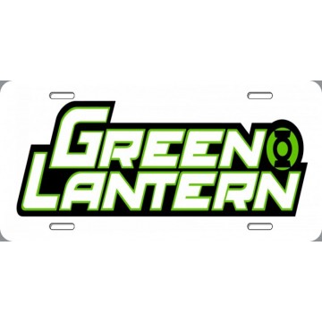 Green Lantern Text White Photo License Plate