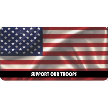 U.S. Flag Support Our Troops Photo License Plate