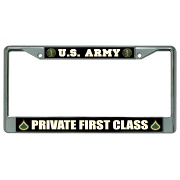 U.S. Army Private First Class Chrome License Plate Frame