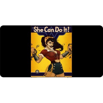 Wonder Woman She Can Do It! Centered Photo License Plate