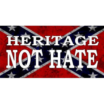 Heritage Not Hate Confederate Rebel Flag Photo License Plate
