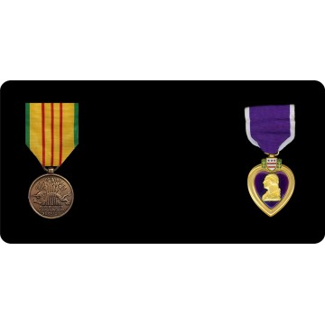 Vietnam Purple Heart Ribbons Photo License Plate