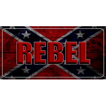 Rebel On Confederate Flag Photo License Plate