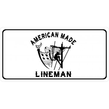 American Made Lineman Photo License Plate