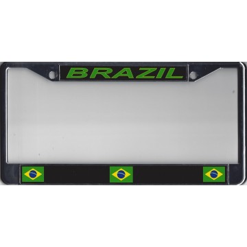 BRAZIL Chrome Metal License Plate Frame