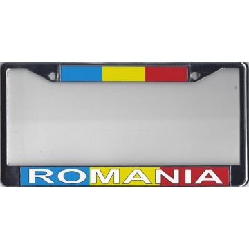 ROMANIA  Chrome Metal License Plate Frame