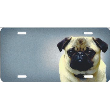 Pug Offset Photo License Plate 