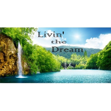 Livin' The Dream Waterfall Photo License Plate