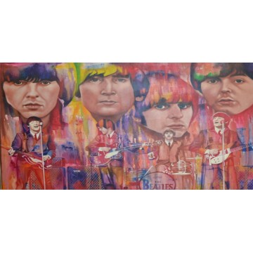 The Beatles Collage Painting Photo License Plate