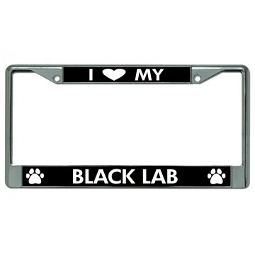 I Love My Black Lab Chrome License Plate Frame