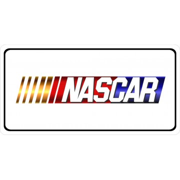 Nascar White Photo License Plate