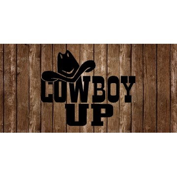 Cowboy Up Wood Photo License Plate