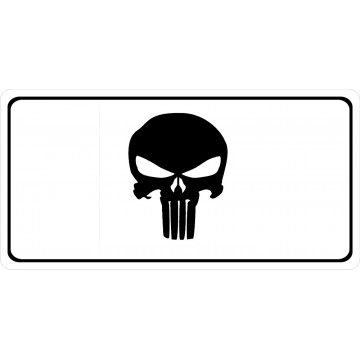 Punisher Skull On White Photo License Plate