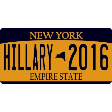 New York State Hillary 2016 Photo License Plate