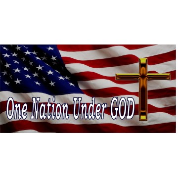 U.S. Flag One Nation Under God Large Cross Photo License Plate
