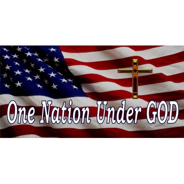 One Nation Under God Small Cross Photo License Plate