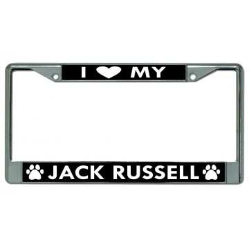 I Heart My Jack Russell Dog Chrome License Plate Frame