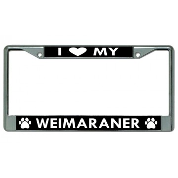 I Heart My Weimaraner Dog Chrome License Plate Frame