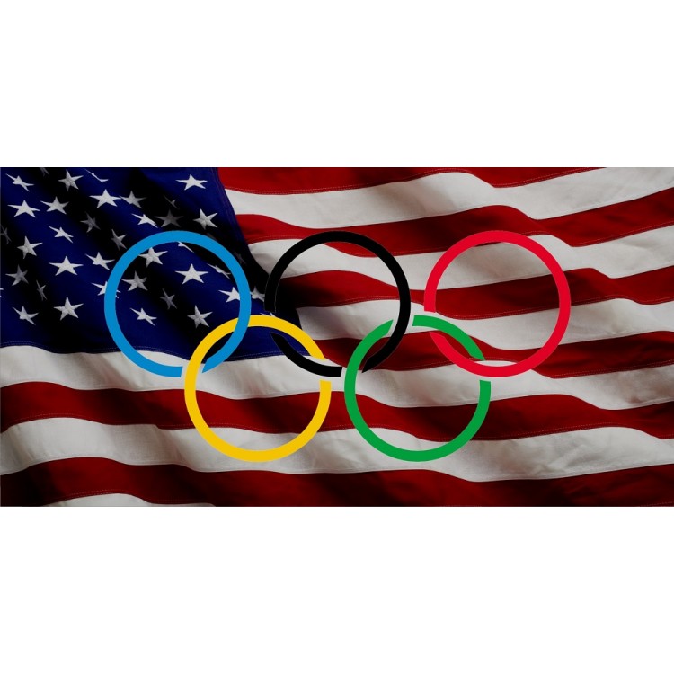 Olympic Rings On U.S. Flag Photo License Plate