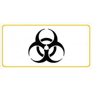 Biohazard White Photo License Plate