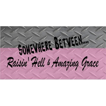 Somewhere Between Raisin' Hell Photo License Plate