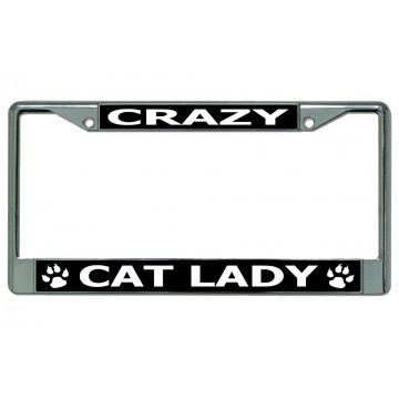 Crazy Cat Lady Chrome License Plate Frame