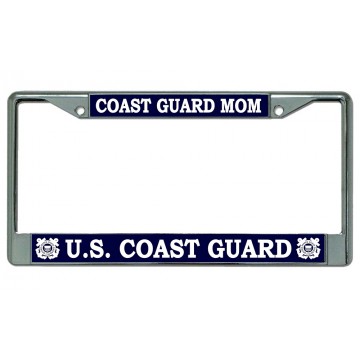 U.S. Coast Guard Mom Chrome License Plate Frame
